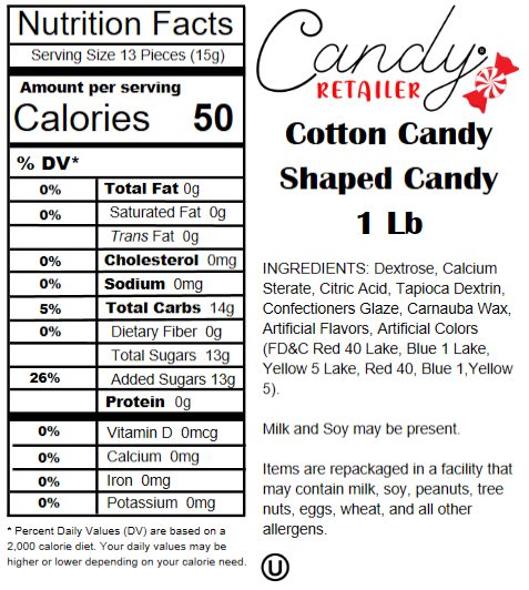 Concord Cotton Candy Coated Candy 1 lb