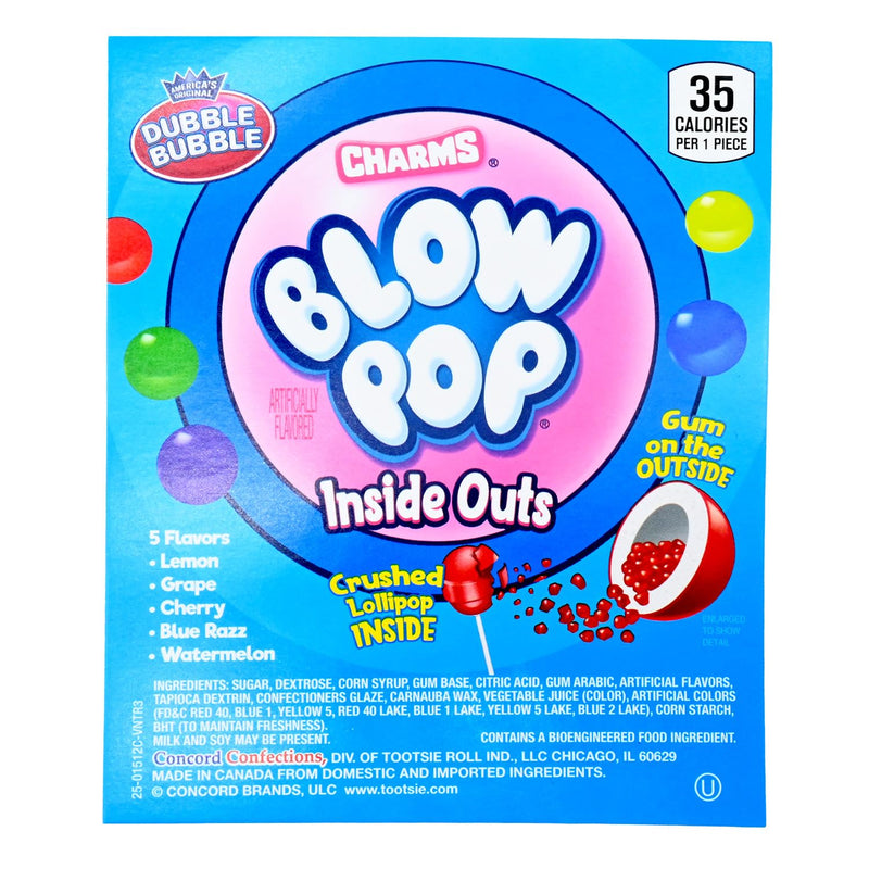 Dubble Bubble 1 Inch Charms Blow Pop Inside Outs Gumballs 2 lb